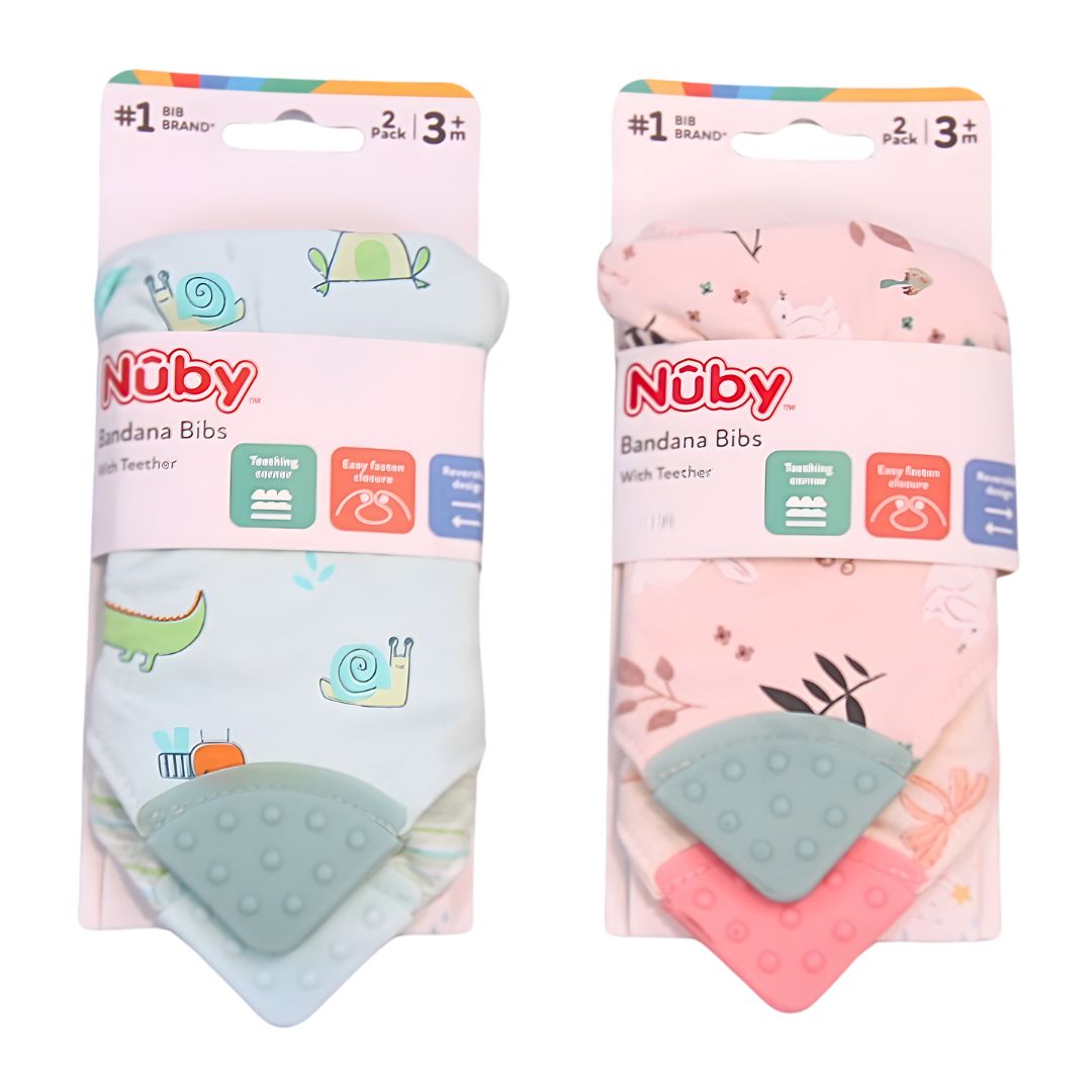 Nuby Bandana Bibs with Teether 2 Pack